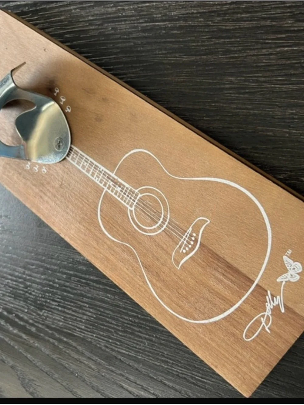 Dolly Parton Wooden Guitar Wall Bottle Opener